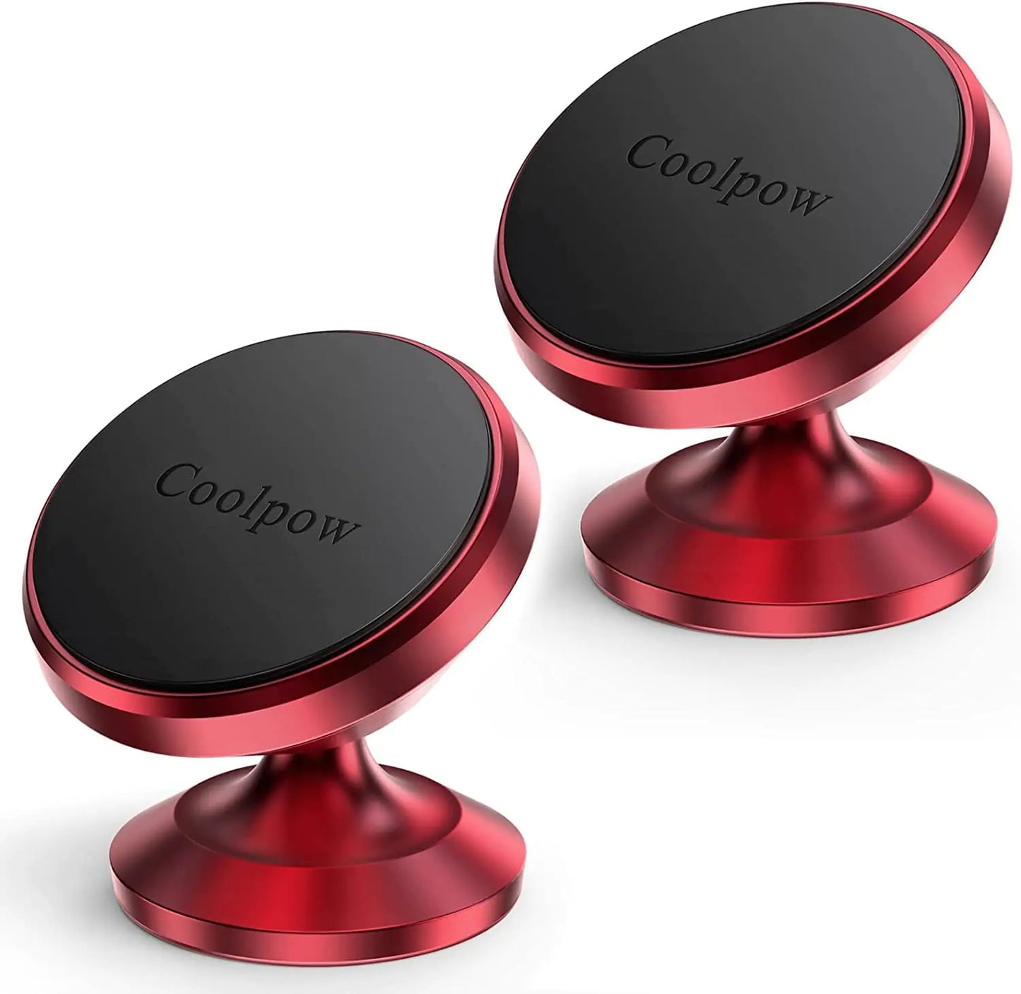 Coolpow Magnetic Phone Holder for Car 2-Pack with 4 Metal Plates 360 Rotation Fits All Smartphones